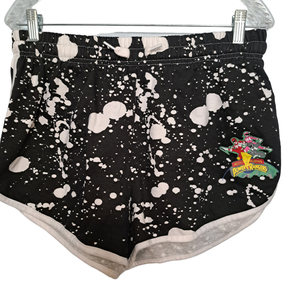 Mighty Morphin Power Rangers Women's Black Splatter Shorts Size Large